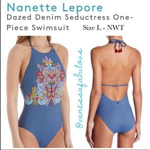 Nanette Lepore Blue Embroidered butterfly 1 piece